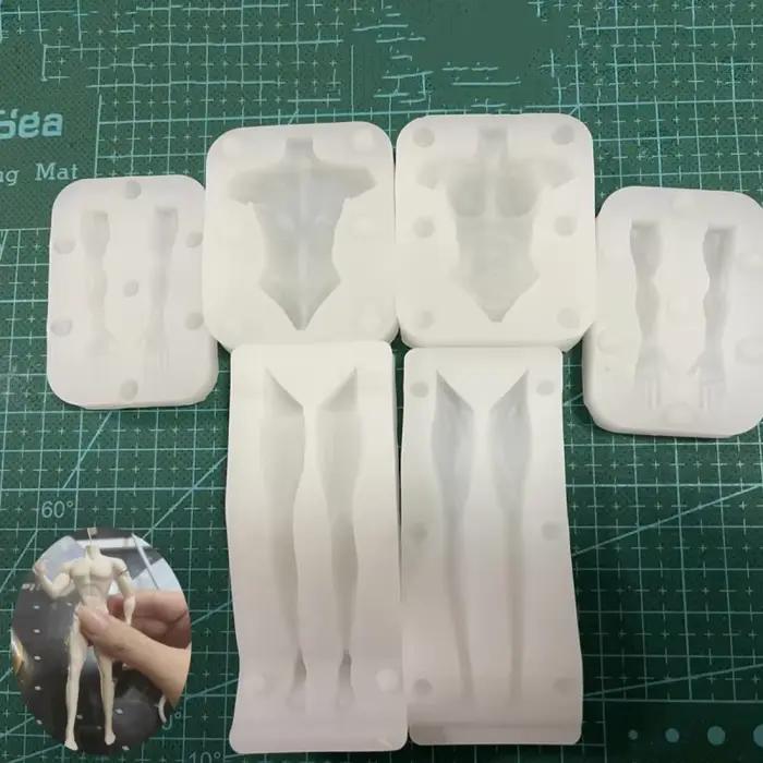 Moule en silicone pour corps masculin avec muscles abdominaux, fait main, pour sculpture en argile ultra-légère, outil créatif pour poupées et dessins animés