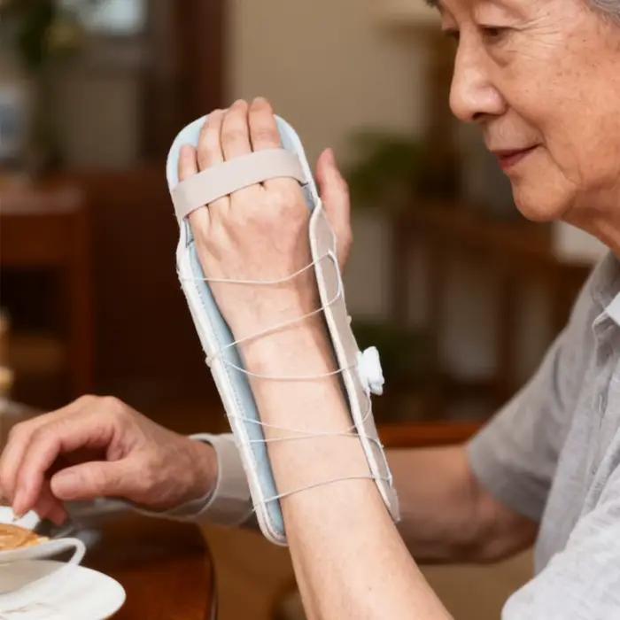Attelle de repos pour la main avec bouton réglable, immobilisateur nocturne avec éclisses amovibles pour soulager la douleur, attelle main et poignet (1 pièce)