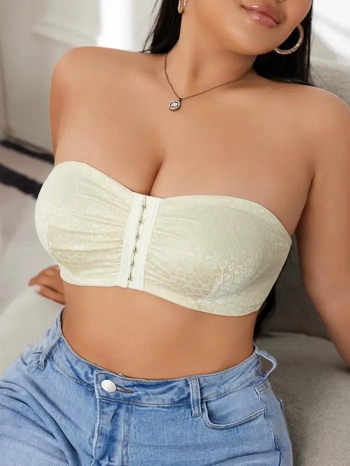 Soutien-gorge sexy en dentelle grande taille à fermeture avant, sans bretelles, push-up, sans armatures, tendance, non doublé, confortable pour épaules dénudées