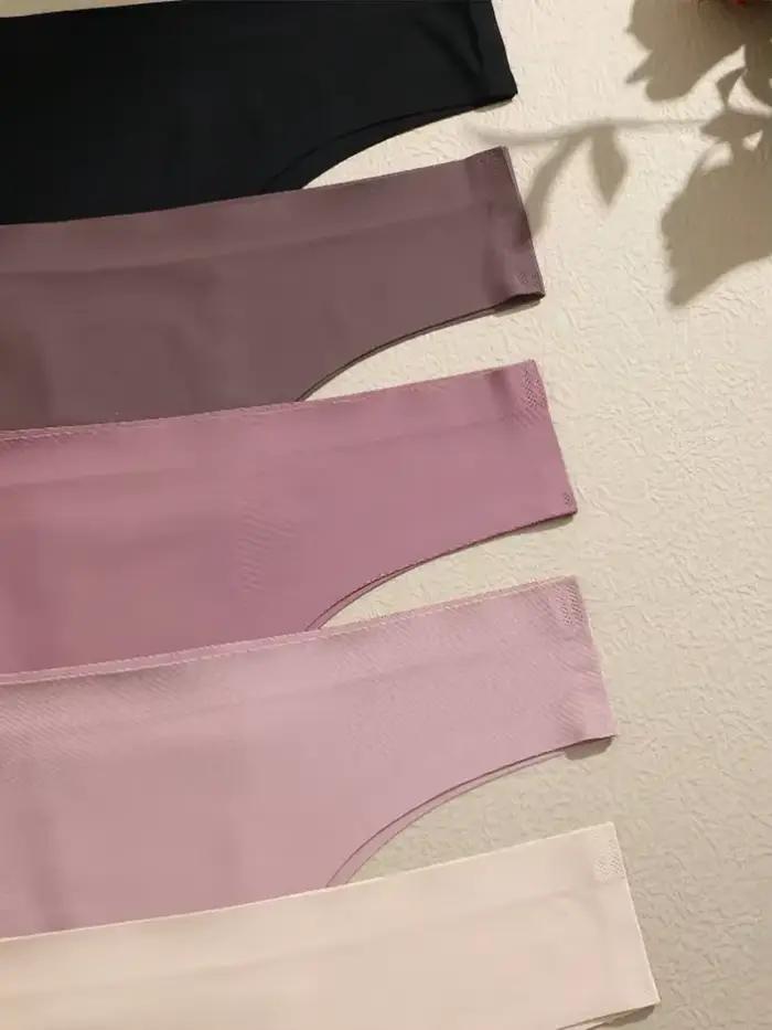 5 pièces Sexy sans couture culotte brésilienne pour femmes string femme taille basse couleur unie slips confortable Invisible string culotte