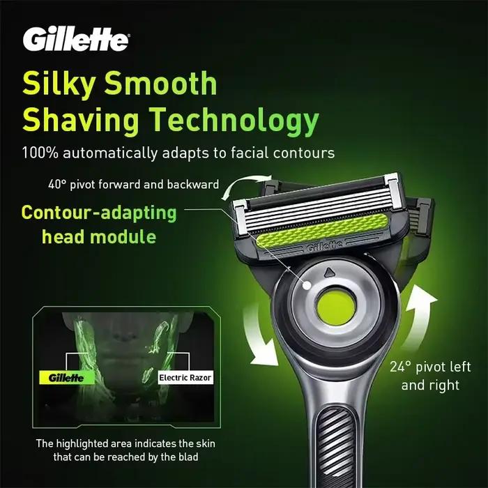 Rasoir Gillette Labs à 5 lames nanométriques, barre exfoliante, rasoir manuel pour homme avec tondeuse de précision, support vertical de rangement