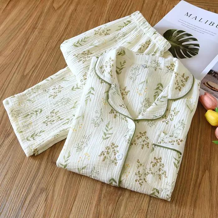 2025 hiver femmes pyjamas 100 % coton grande taille pyjamas fleur impression ménage femmes pyjamas vêtements de détente automne vêtements de nuit