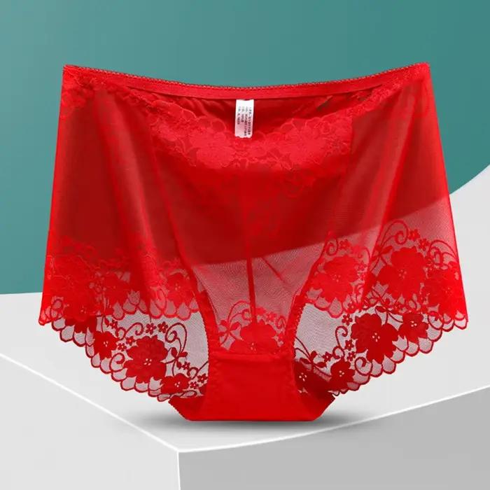 Culottes de grandes tailles CRWC en dentelle transparente pour femmes, sous-vêtements féminins élégants et sensuels pour occasions spéciales