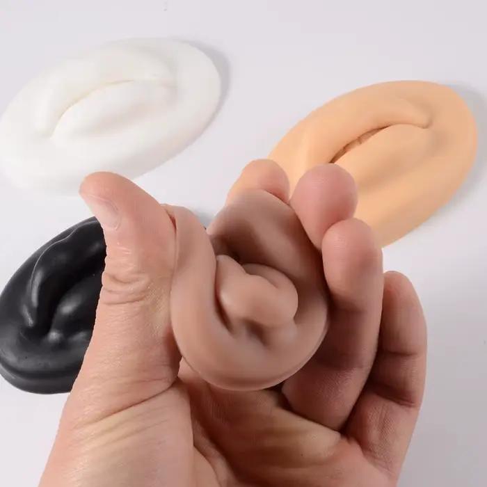 Modèle de visage flexible en silicone souple pour la pratique du piercing, simulation de bouche humaine, affichage de bijoux, outil fuchsia, 1PC