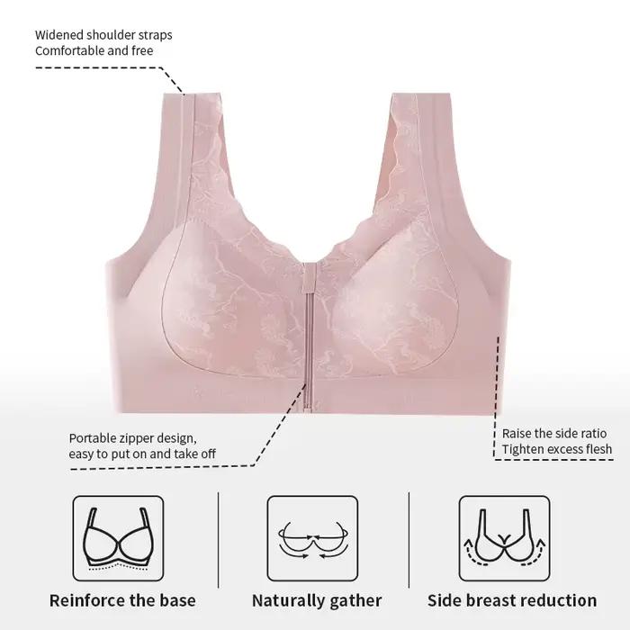 Soutien-gorge réglable post-mastectomie avec fermeture éclair sur le devant, sans armatures, confortable, pour la récupération après une opération de cancer du sein, usage quotidien, nouveau style