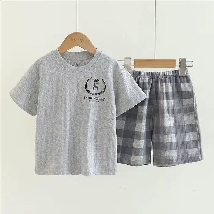 Ensembles de pyjamas pour garçons 4 à 5 6 7 8 9 10 11 12 13 14 16 ans coton doux à manches courtes ensemble de pyjamas pour tout-petits pyjamas d'astronaute bleu