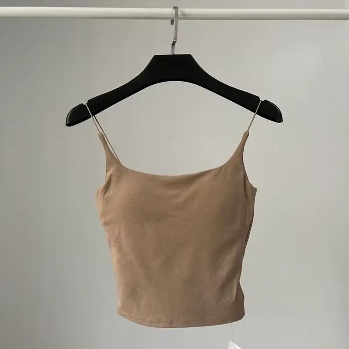 YOZOU-Soutien-Gorge Court Rouge avec Bretelles Standard pour Femme, Camisole Épicée, Beige, Rose, Noir, Été, FibrSemi, Années 2000, Y2k