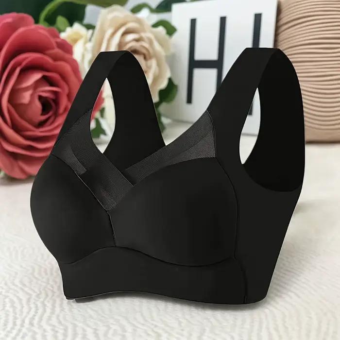 Soutiens-gorge pour femmes âgées, sans couture, sans armatures, correcteurs de posture, push-up, anti-affaissement, couvrance totale, en soie glacée