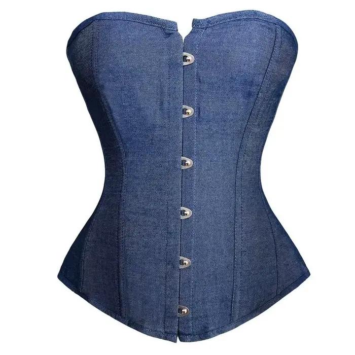 Caudatus nouvelle mode sexy denim corset style vintage victorien bustier sans bretelles corset overbust lingerie haut vêtements korsett