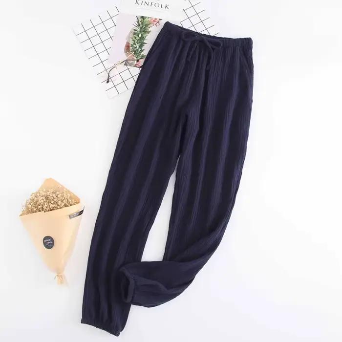 Pyjama en crêpe de gaze 100% coton pour femme, pantalon de nuit, bas de pyjama, nouveau Couple, 100% coton