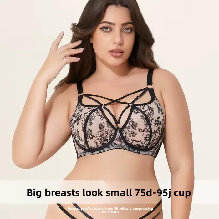 Soutien-gorge minimiseur à couverture complète grande taille-ascenseur et soutien sans fil, Anti-affaissement, T-Shirt respirant pour femmes à grand buste D-J