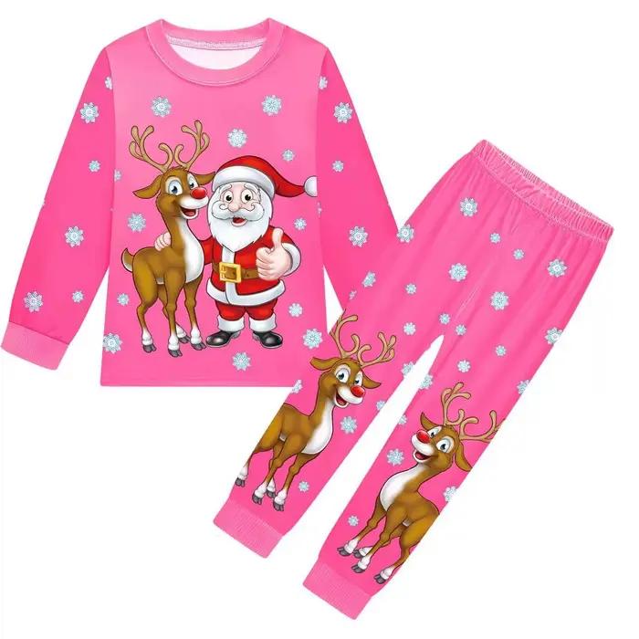 Vánoční pyžamo s potiskem Santa Claus a sobů