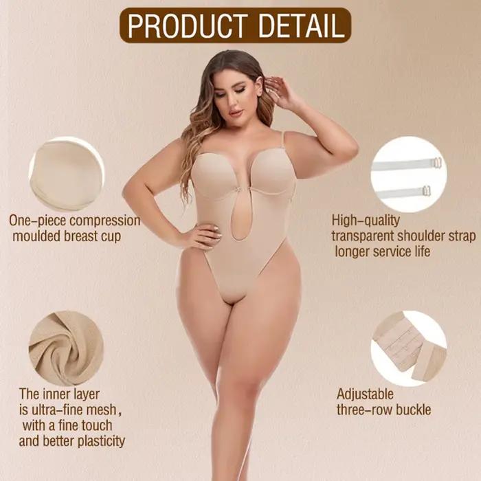 Soutien-gorge Invisible pour femmes, Corset dos nu, décolleté en V profond, u-plunge, string, entraîneur de taille, sangle transparente, rembourré, Push Up, vêtements modelants