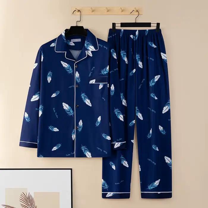 Nouvel ensemble de pyjama décontracté pour homme, pantalon à manches longues, tenue d'intérieur pour étudiant, ensemble de sportswear élégant à porter à l'extérieur