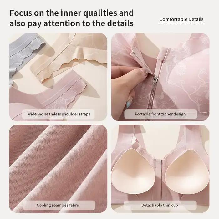 Soutien-gorge réglable post-mastectomie avec fermeture éclair sur le devant, sans armatures, confortable, pour la récupération après une opération de cancer du sein, usage quotidien, nouveau style