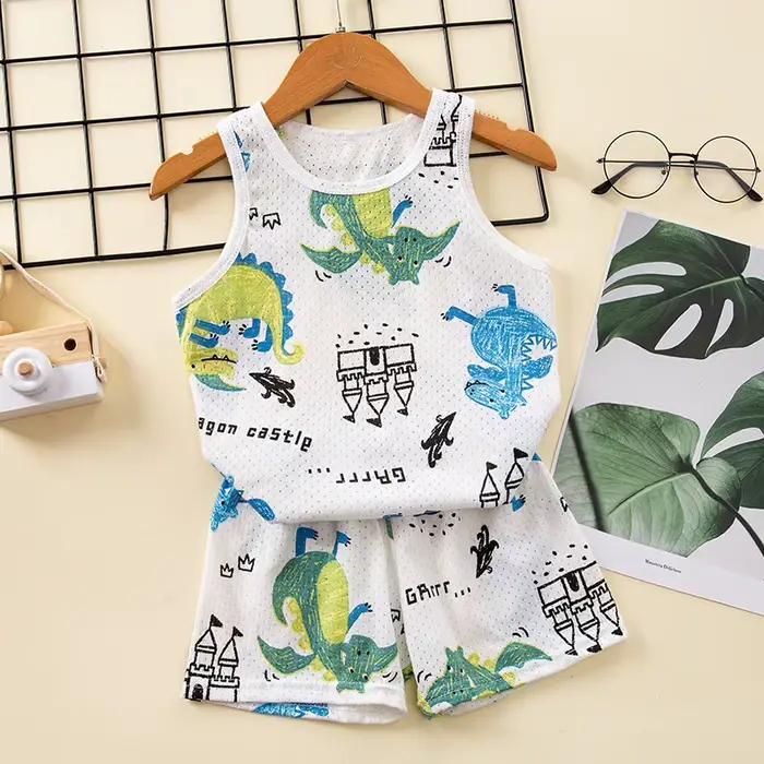 Pyjama en coton pour enfants, ensemble court, vert, rose, pour garçons et filles de 1 à 2, 3, 4, 5, 6, 7, 8 et 9 ans