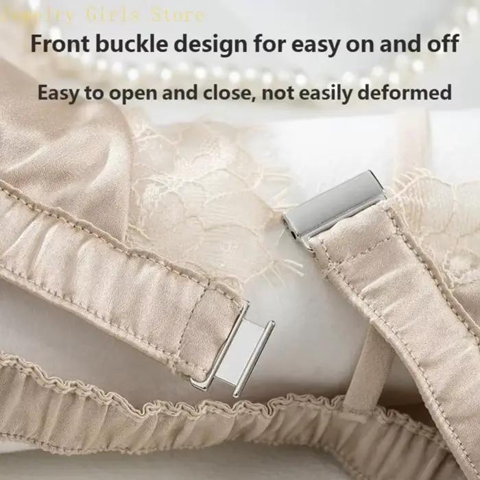 E56F – soutien-gorge licou en dentelle avec fermeture sur le devant, sans fil, décolleté en V profond, Triangle, Bralette en