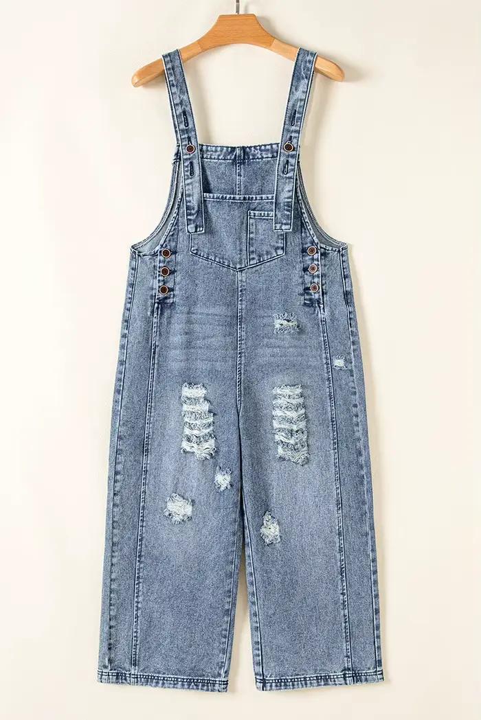 Pantalon déchiré Cowboy combinaison pour femmes décontracté coton Denim Boho plage une pièce tenue salopette saut costumes Tube barboteuse été