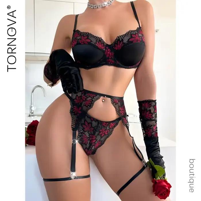 Tornova Lingeries Femmes Lingerie Sexy Promotion Ensemble de sous-vêtements féminins pour femmes Ensembles de soutien-gorge et de culottes Transparent Lingirie Femme