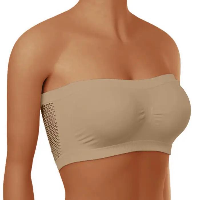Femmes Bandeau extensible soutien-gorge sans bretelles à la mode été maille solide soutien-gorge sans bretelles adapté aux hauts à une épaule