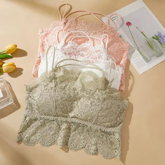 Soutien-gorge enveloppé de poitrine en dentelle pour femmes, Sexy, beau dos croisé, haut tubulaire, sans fil, coussinet de poitrine détachable, nouvelle collection