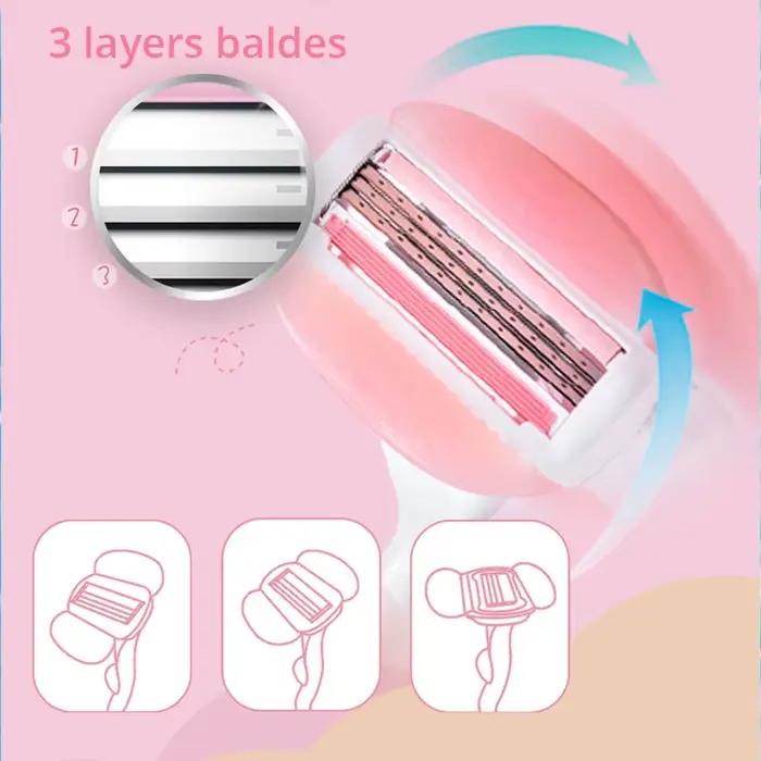 Gillette Venus femmes lame de rasoir 3 couches avec barre de savon lame de rasage lisse dame corps courbe lame remplaçable 3 pièces