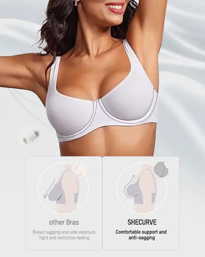 Soutien-gorge balconnet sans couture, sans doublure, à armatures, grande taille, maintien complet, couleur unie, confortable, pour le sport et le yoga, sans traces