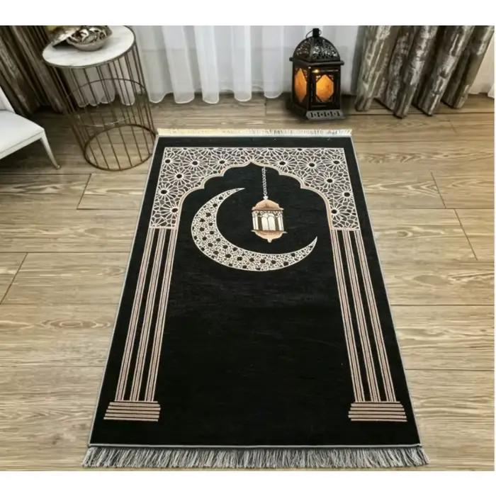 Tapis de prière islamique à motifs floraux, tapis de culte musulman facile à nettoyer, pliable, doux pour la peau et résistant à l'usure, couverture à genoux