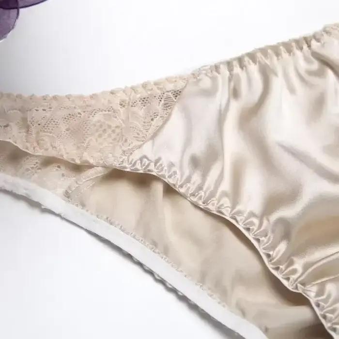 100% soie de mûrier sexy sous-vêtements en dentelle de soie respirant taille basse confortable slip antibactérien lingerie femme culotte