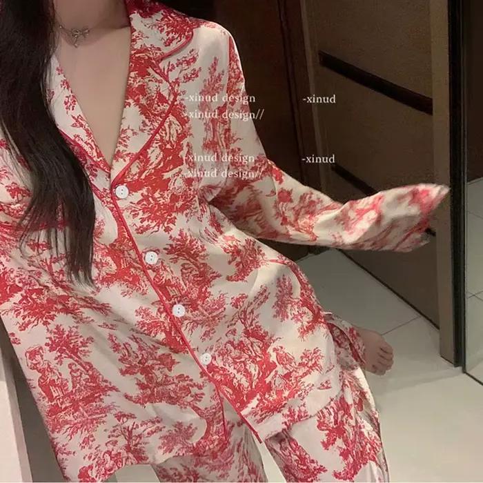 Pyjamas à manches longues femmes femme pyjama ensemble vêtements de maison ensemble grande taille femmes pyjamas vêtements de nuit Pigma hiver sommeil salon sous-vêtements