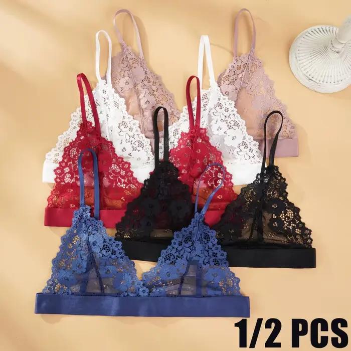1/2 pièces Sexy soutien-gorge pour femme dentelle Ultra mince sous-vêtements femme soutiens-gorge transparents pour femmes dentelle Sexy Lingerie Bralette pour dames
