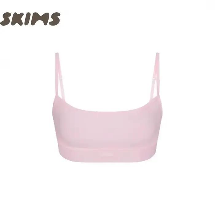 SKIMS RIB SCOOP BRALETTE - Bralette côtelée en coton à manches courtes pour femme, sous-vêtement dos nu