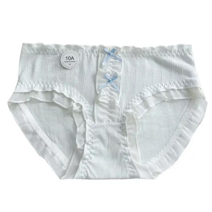 Culottes en coton à nœud floral taille mi-haute confortables pour femme, sous-vêtements à volants motif fleur douce pour fille