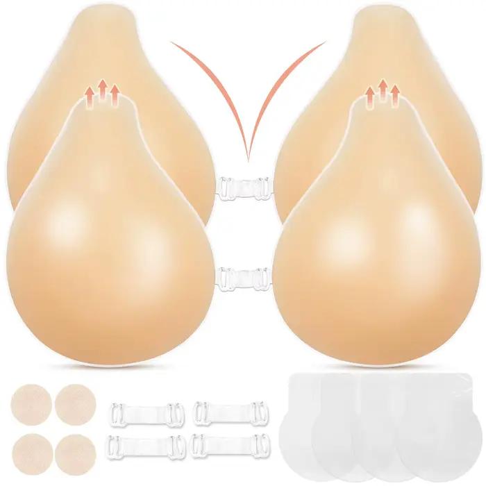 Soutien-gorge collant Push Up adhésif dos nu sans bretelles pour femmes, couvre-mamelon en Silicone réutilisables pour fête de mariage, autocollants