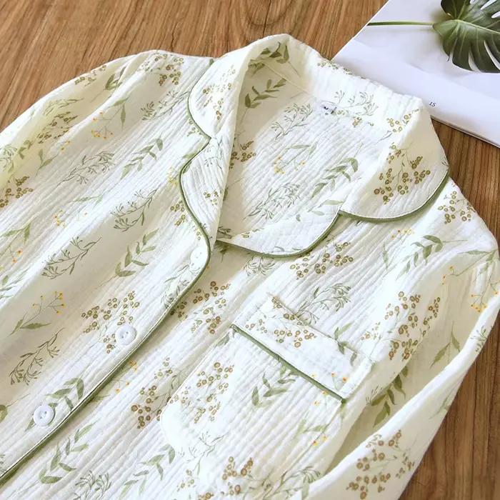 2025 hiver femmes pyjamas 100 % coton grande taille pyjamas fleur impression ménage femmes pyjamas vêtements de détente automne vêtements de nuit