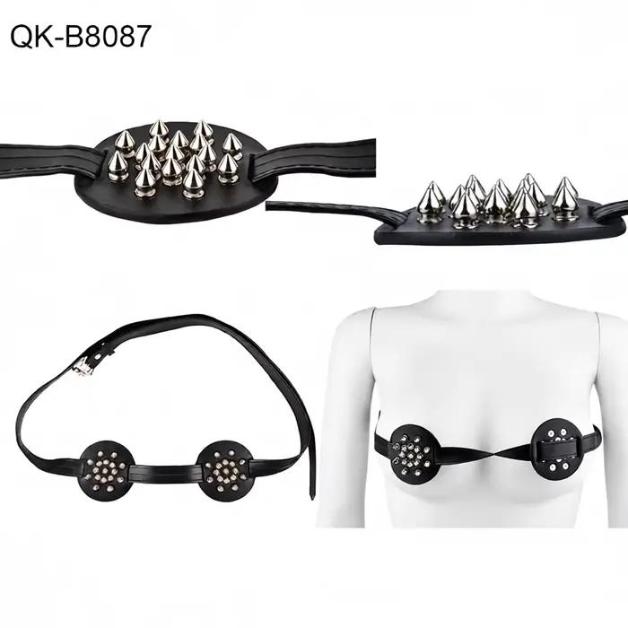 LICKER – soutien-gorge en cuir réglable avec reliure de poitrine à pointes, contraintes de poitrine, Stimulation du mamelon, Bondage corporel, jouets sexuels BDSM pour femmes