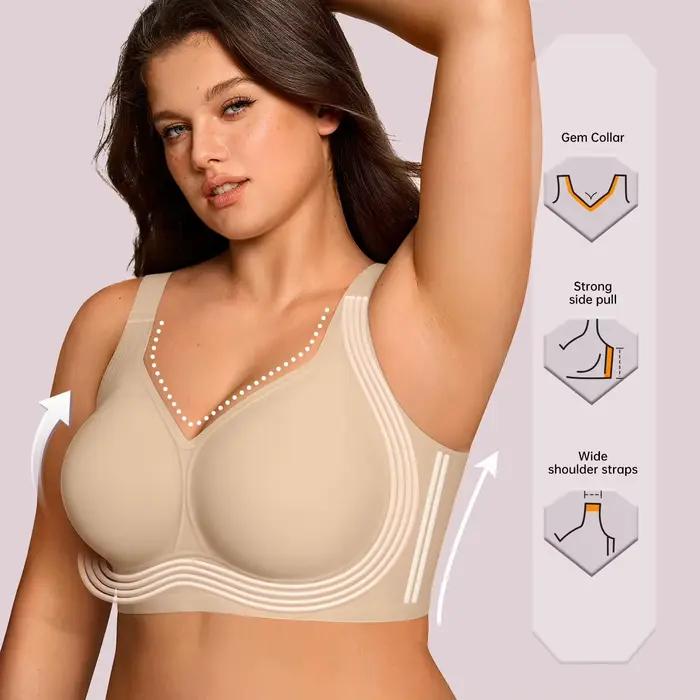 Soutien-gorge Grande Taille Ultra Doux et Sans Coutures - Couverture Complète, Maintien et Lifting, Lisse les Graisses du Dos, Anti-Affaissement, Sans Armatures