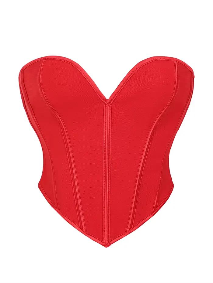 Corset mat sans bretelles, haut cintré vintage pour femme avec décolleté cœur