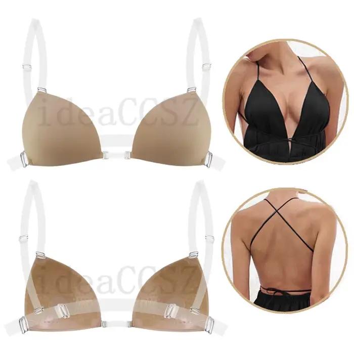 Soutien-gorge collant pour femmes, dos nu, robe de mariée, plongeant en Silicone, col en U profond, soutien-gorge adhésif, rehausseur de seins, sous-vêtements invisibles, couvre-mamelon