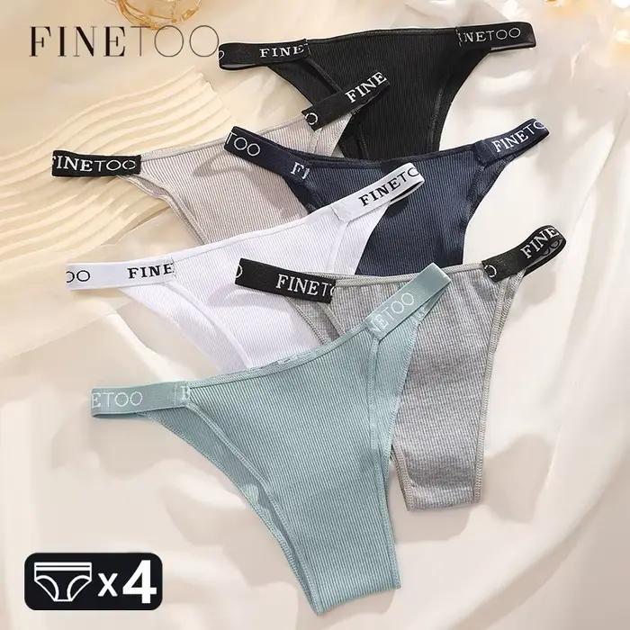 4 pièces coton culotte brésilienne femmes taille basse sous-vêtement bikini sexy respirant extensible ceinture slips couleur unie lingerie M-XL