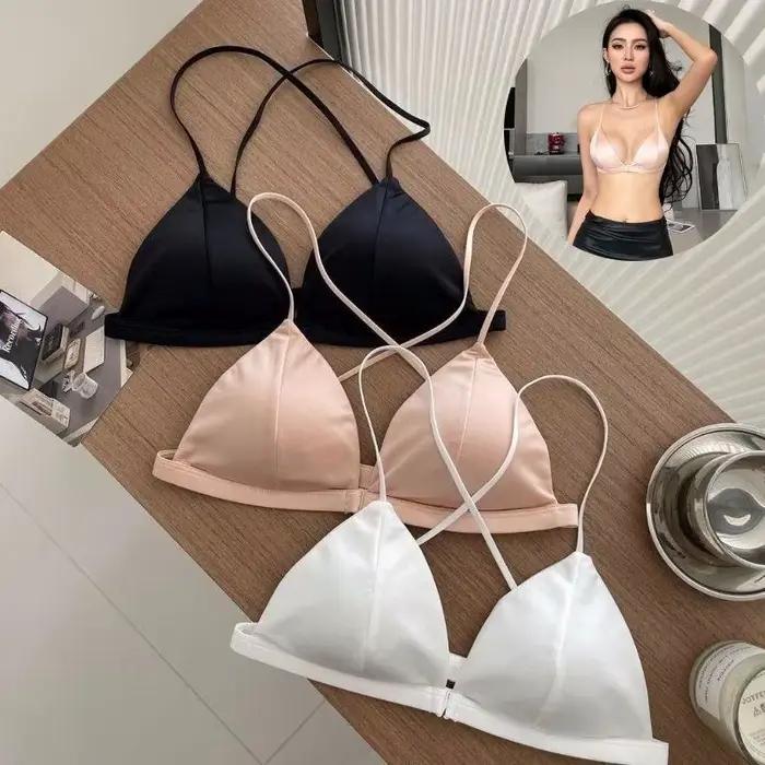 Soutien-gorge de Style français pour femmes et filles, petite poitrine plate, sangle d'épaule réglable, poitrine plate, boucle avant, sous-vêtements Sexy en Satin, Lingerie