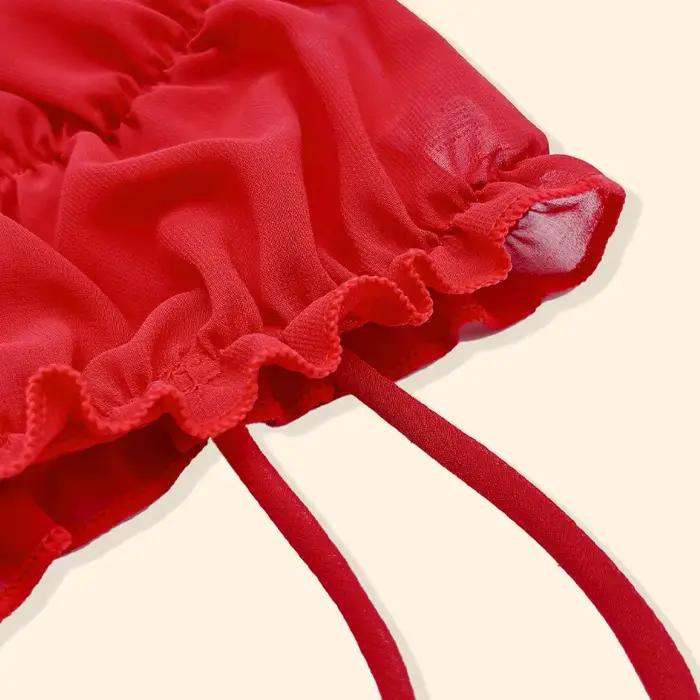 Červená volánková podprsenka na Vánoce a Silvestr, sexy módní prádlo