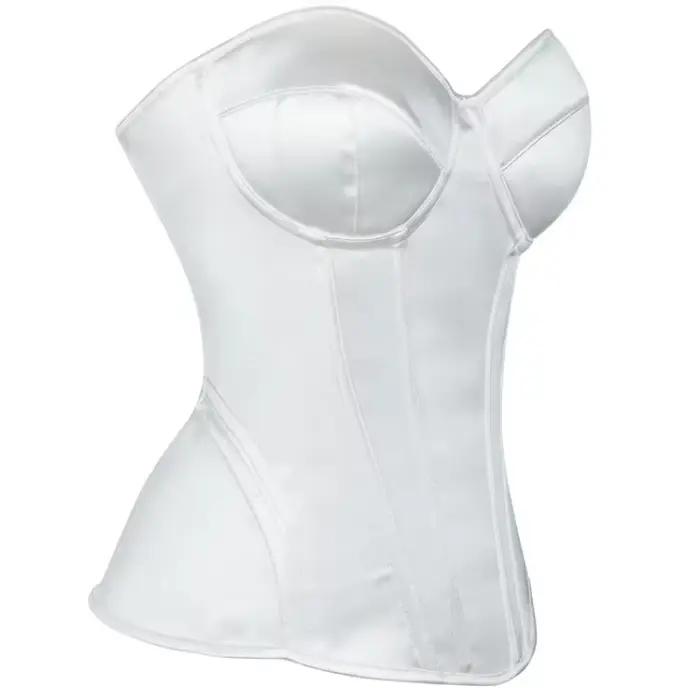 Corset Blanc à Lacets pour Femme, Bustier avec Soutien-Gorge, Corsage Désossé, Ceinture de Taille, Serré