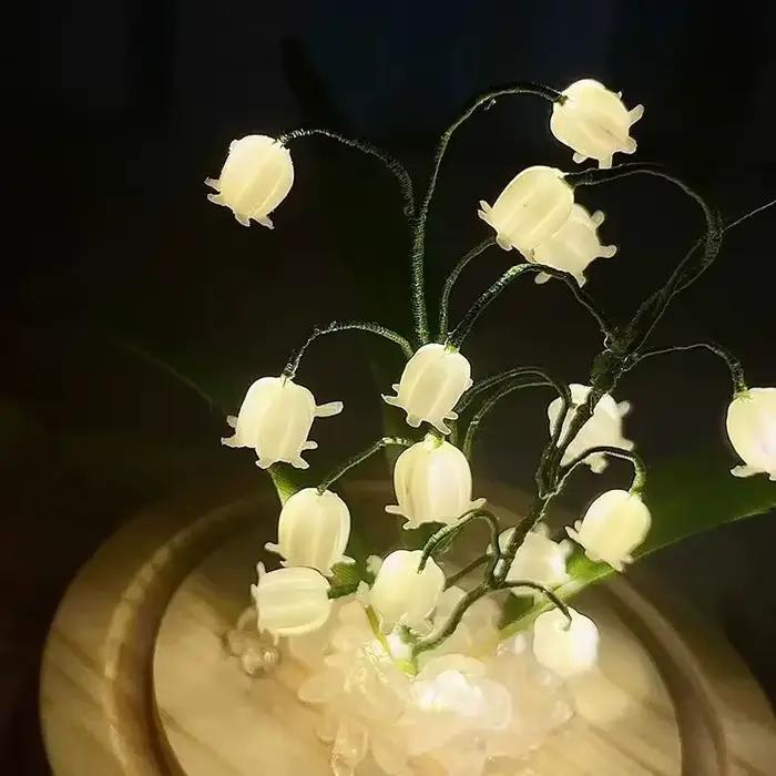 Décoration de veilleuse en forme de fleur Linglan pour la saint-valentin, matériel de bricolage fait à la main, ornement de chambre à coucher en verre, cadeau d'anniversaire