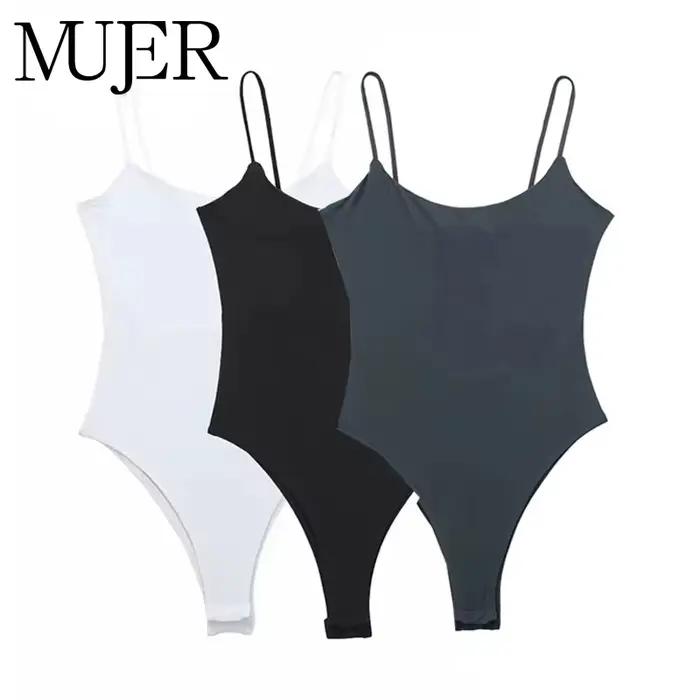 MUJER blanc noir corps femme sans manches serré Body Lingerie Sexy femme Body moulante dos nu Body femmes été hauts