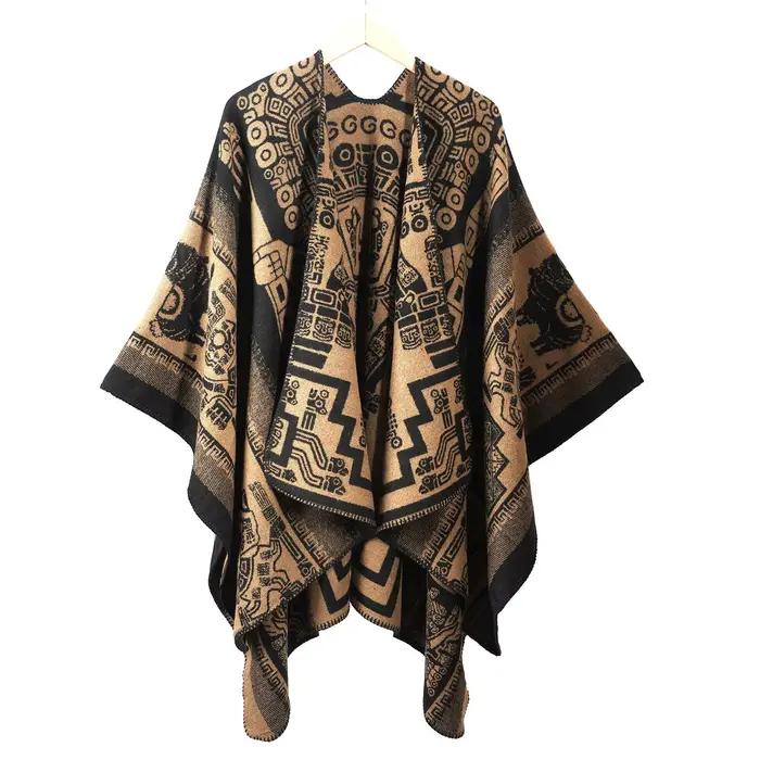 Poncho Vintage tendance fendu sur le devant pour hommes, Cape chaude, Capelet épais, nouvel arrivage pour les voyages sur route et la Cape de voyage