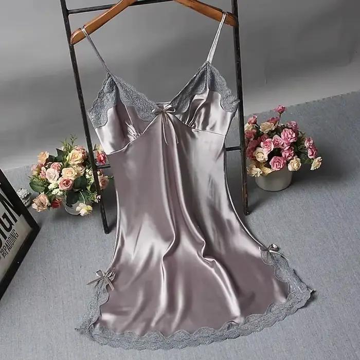 Sexy krajková patchworková košilka Lingerie noční košile svatební hedvábné
