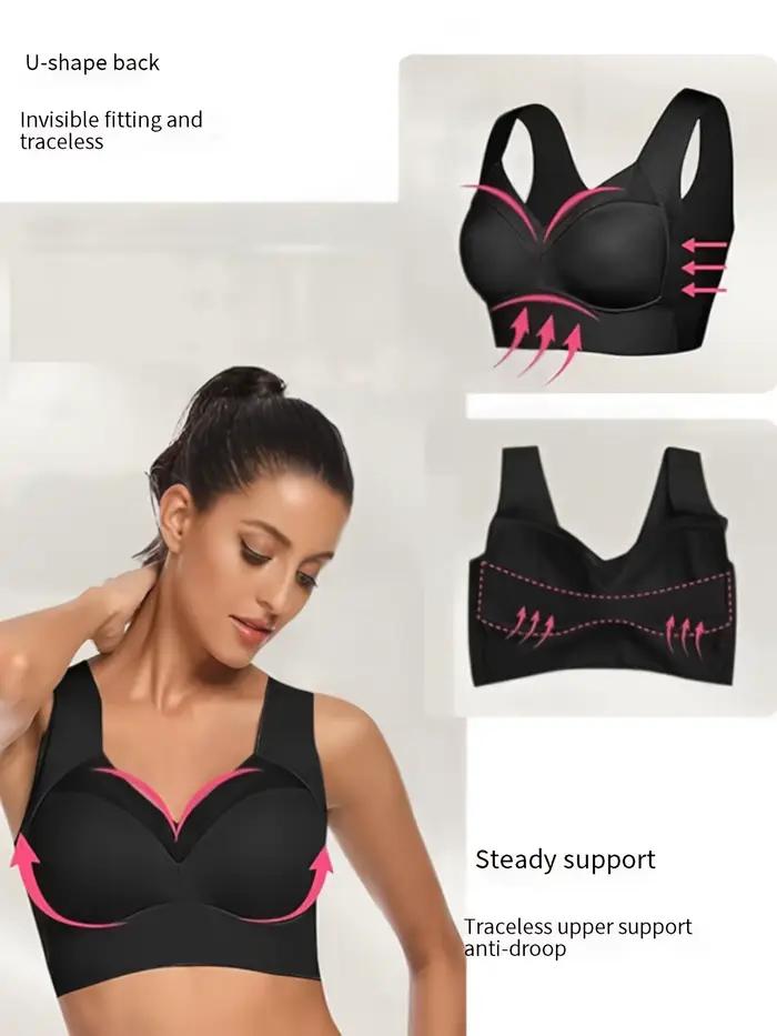 Soutiens-gorge pour femmes âgées, sans couture, sans armatures, correcteurs de posture, push-up, anti-affaissement, couvrance totale, en soie glacée