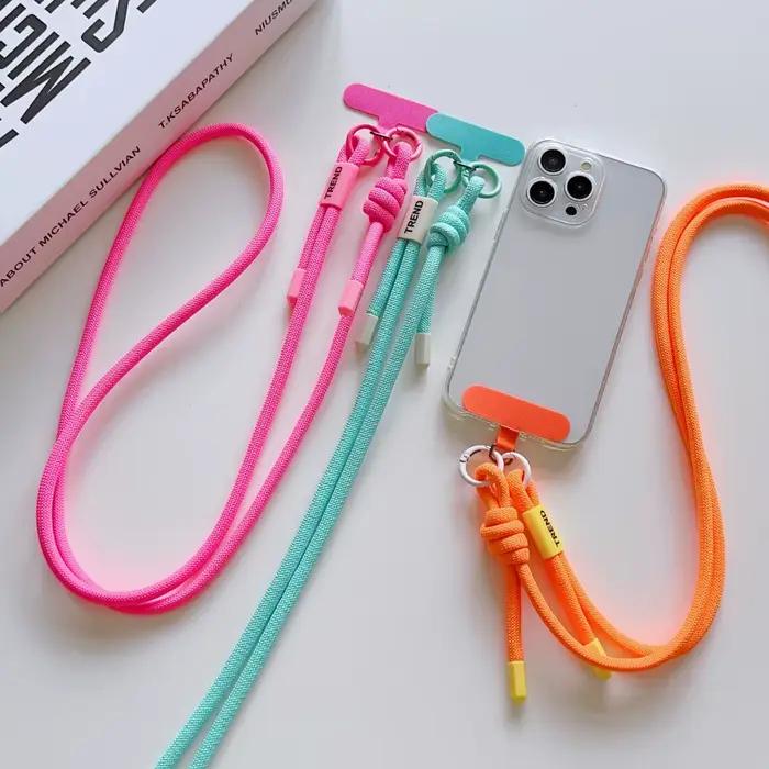 Longue lanière réglable colorée couleur bonbon, pour téléphone portable, sangle Anti-perte, corde de suspension, collier universel