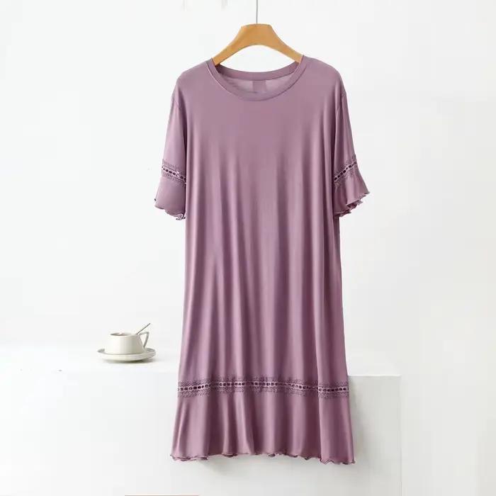 Grande taille Modal tenue de nuit pour femmes nuisette surdimensionné à manches courtes chemises de nuit femme salon chemise de nuit nouveau Vestido Mujer